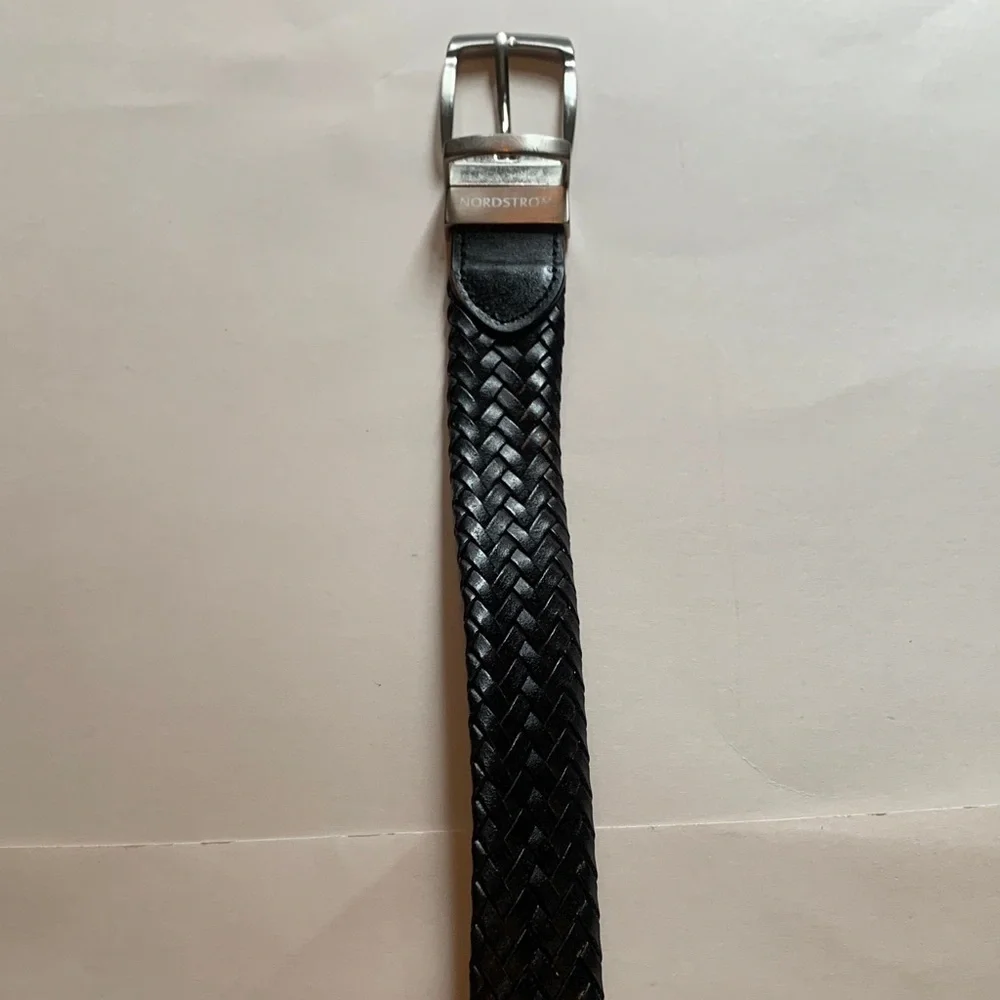 Nordstrom Boys Black/Brown  Braided Belt with Silver Buckle. Reversible